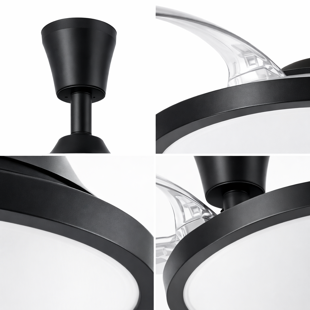 Ventilador de Techo LED Retráctil 42” Negro Mate con Control Remoto