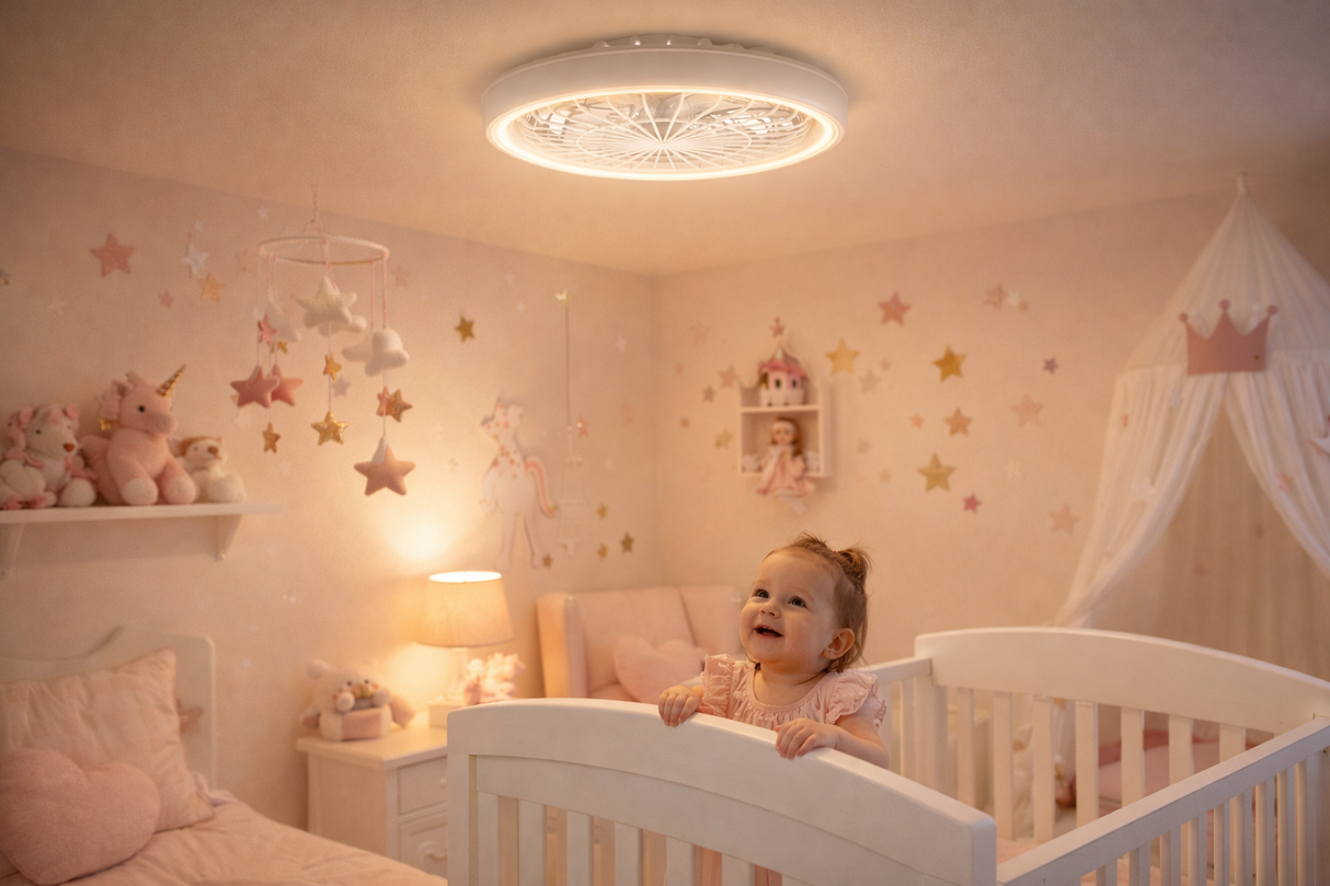 Ventilador de Techo LED Compacto 18.5” Blanco con Control Remoto