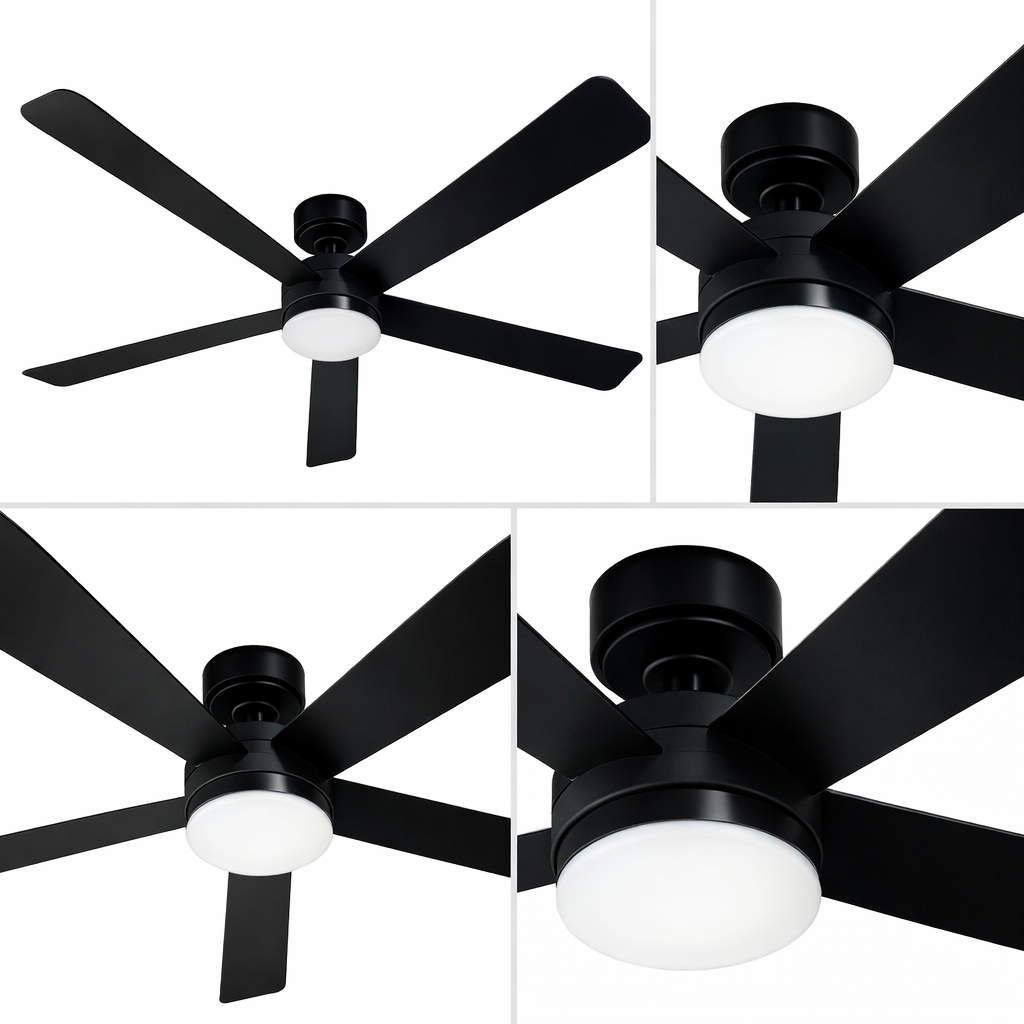Ventilador de Techo LED 52” Negro con Control Remoto