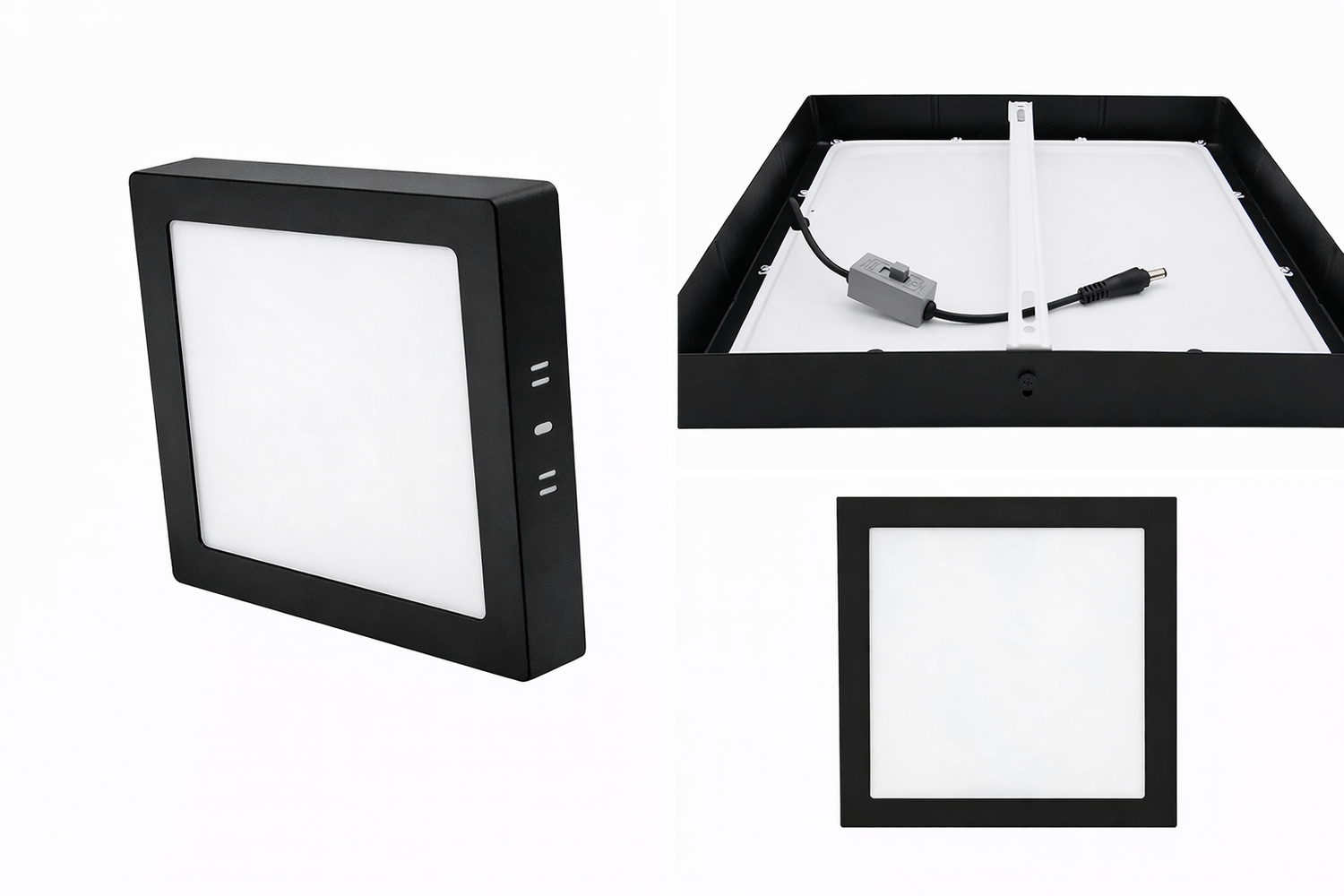 Luminario LED Sobreponer Cuadrado 12w Negro 6500K