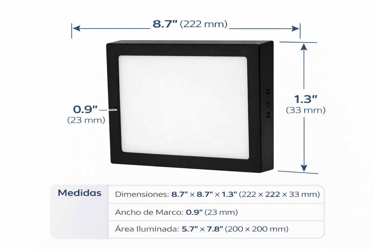 Luminario LED Sobreponer Cuadrado 18w Negro 6500K