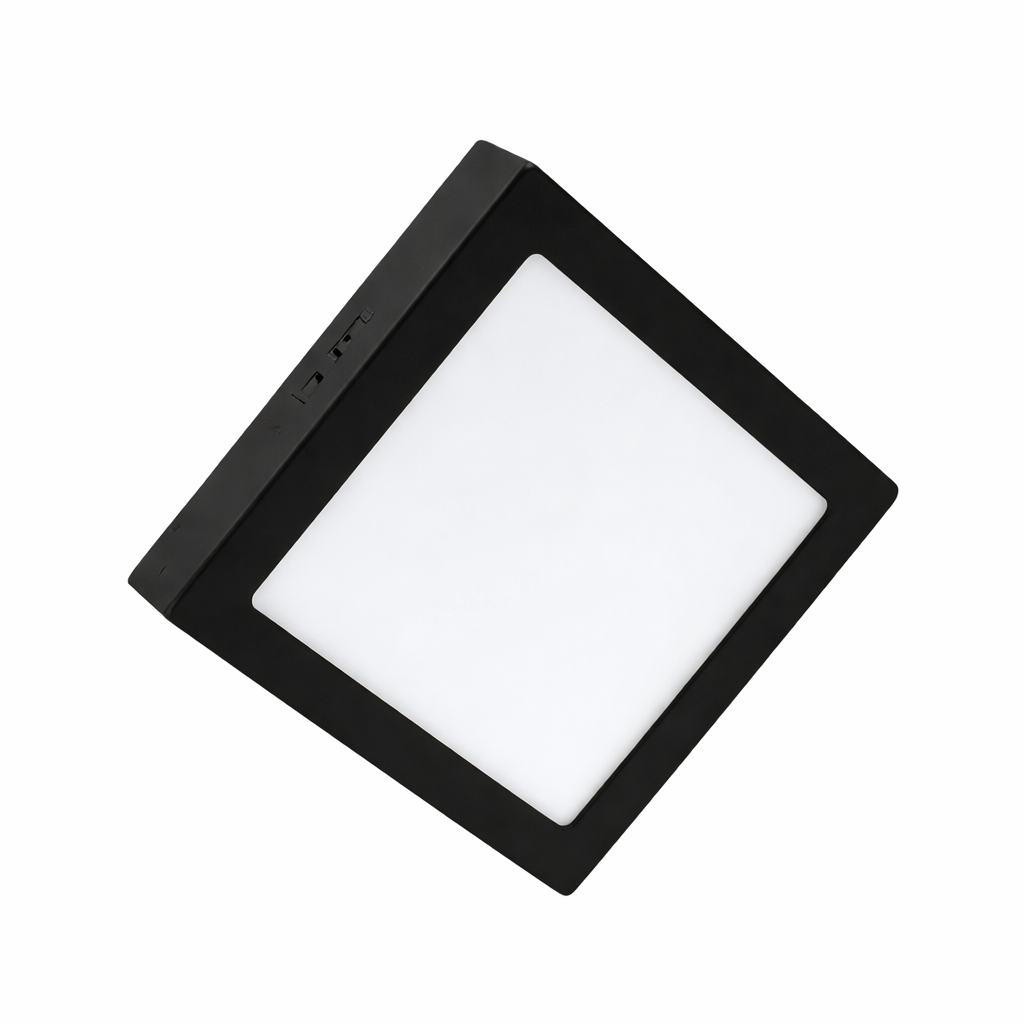 Luminario LED Sobreponer Cuadrado 12w Negro 6500K