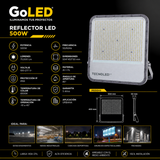 Reflector LED Industrial 500W IP65 Alta Potencia Exterior