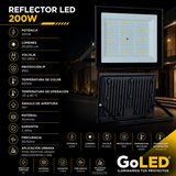 Reflector LED Exterior 200W IP65 Luz Blanca 6500K