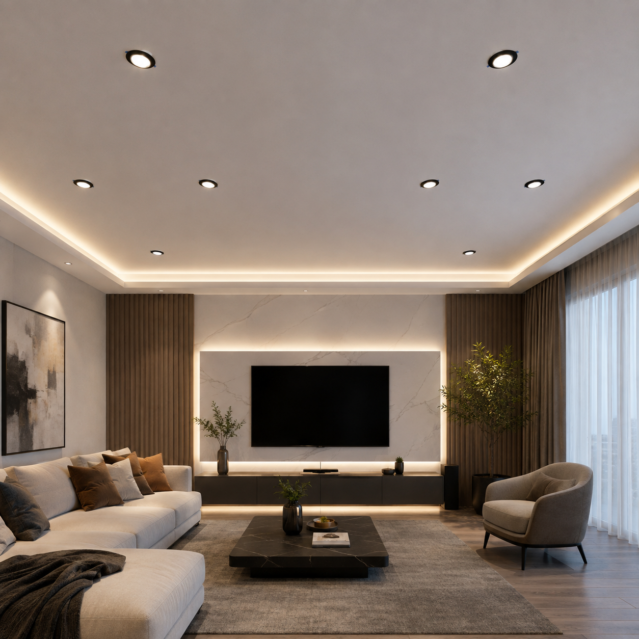 Empotrable LED Downlight 12W Negro con Aro Satín para Interior Luz Blanca