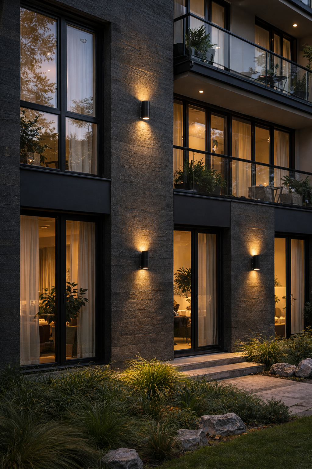 Luminaria de Pared Exterior Doble GU10 Negra IP54