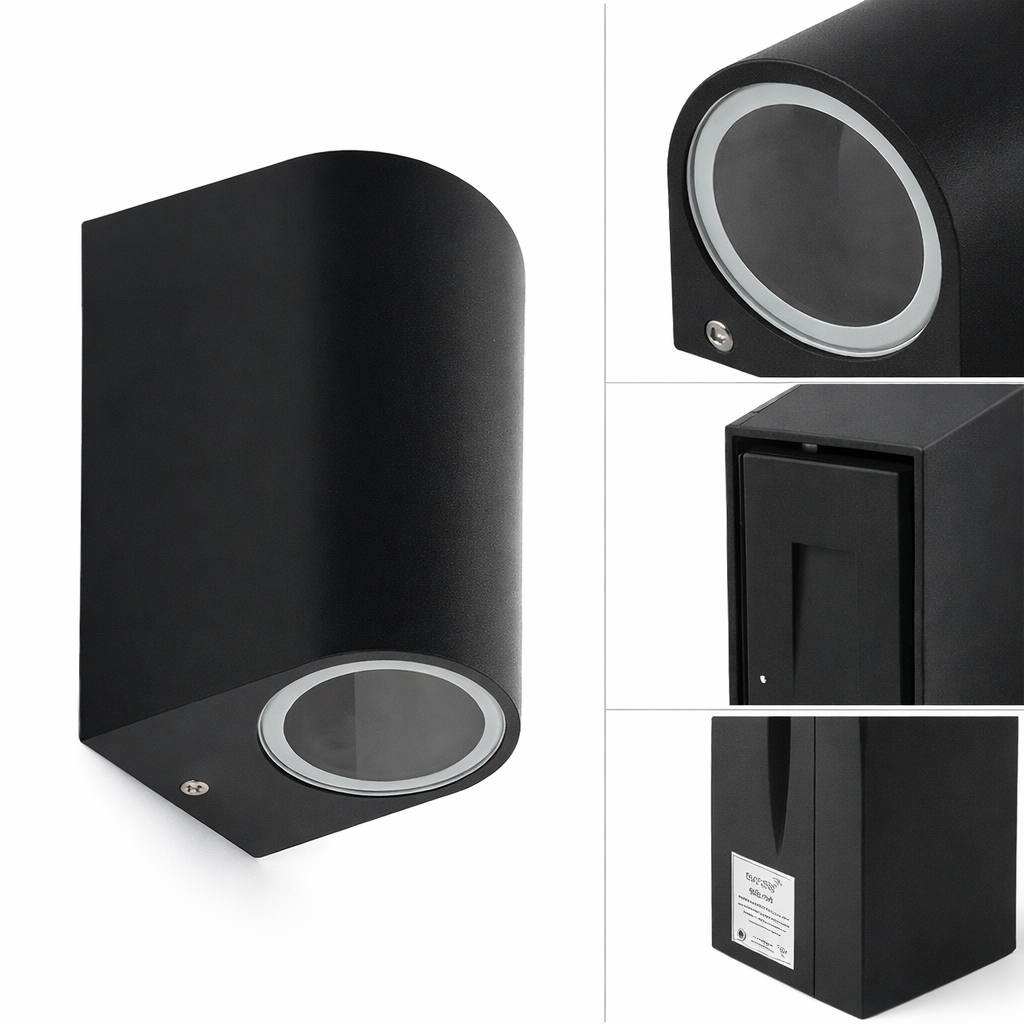 Luminaria de Pared Exterior Doble GU10 Negra IP54
