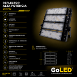 Reflector LED Alta Potencia 200W IP65 Luz Blanca 6500K