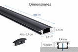 Perfil de aluminio para empotrar con pestaña color negro