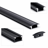 Perfil de aluminio para empotrar con pestaña color negro