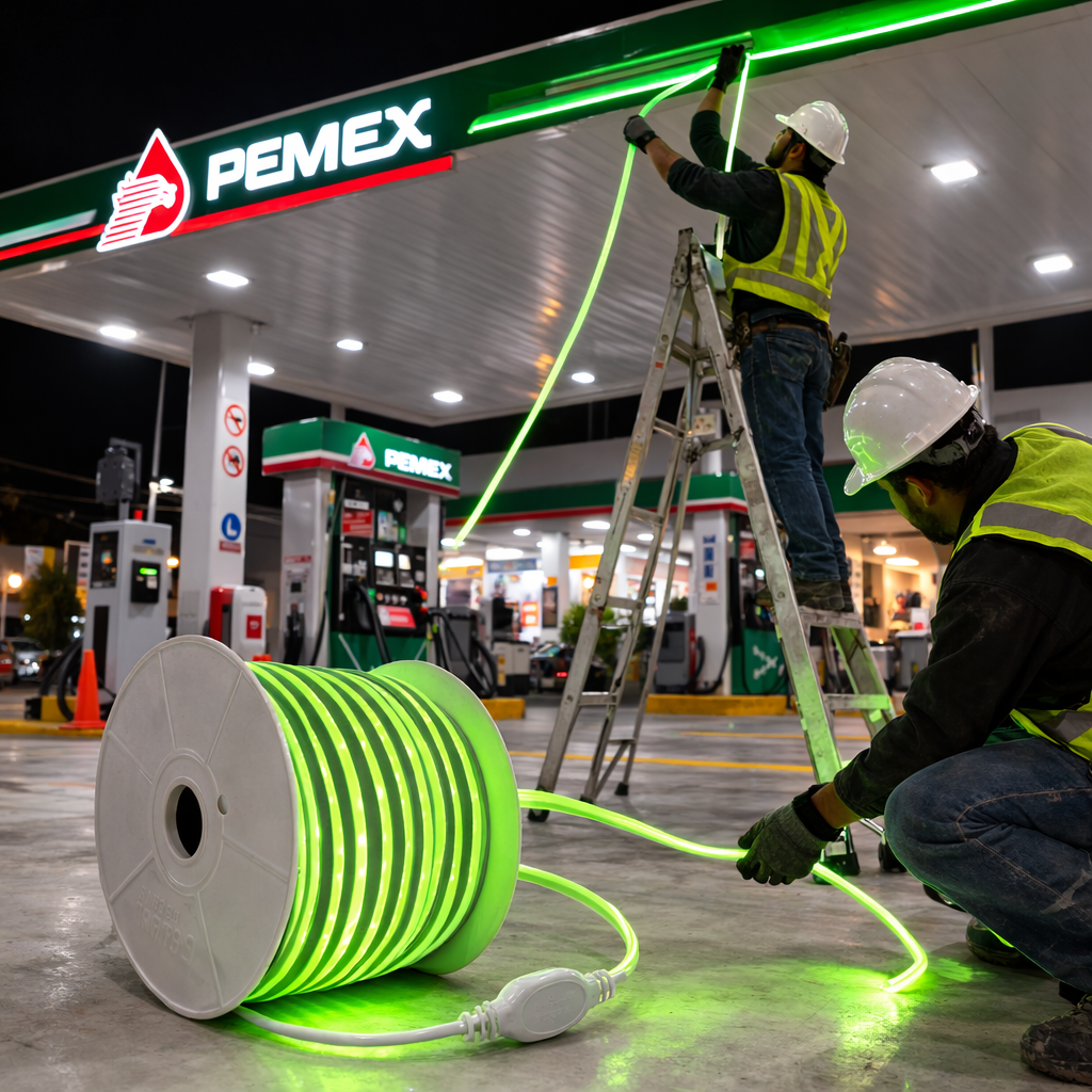 Manguera Neón LED Verde 50m Exterior IP66 127V Flexible