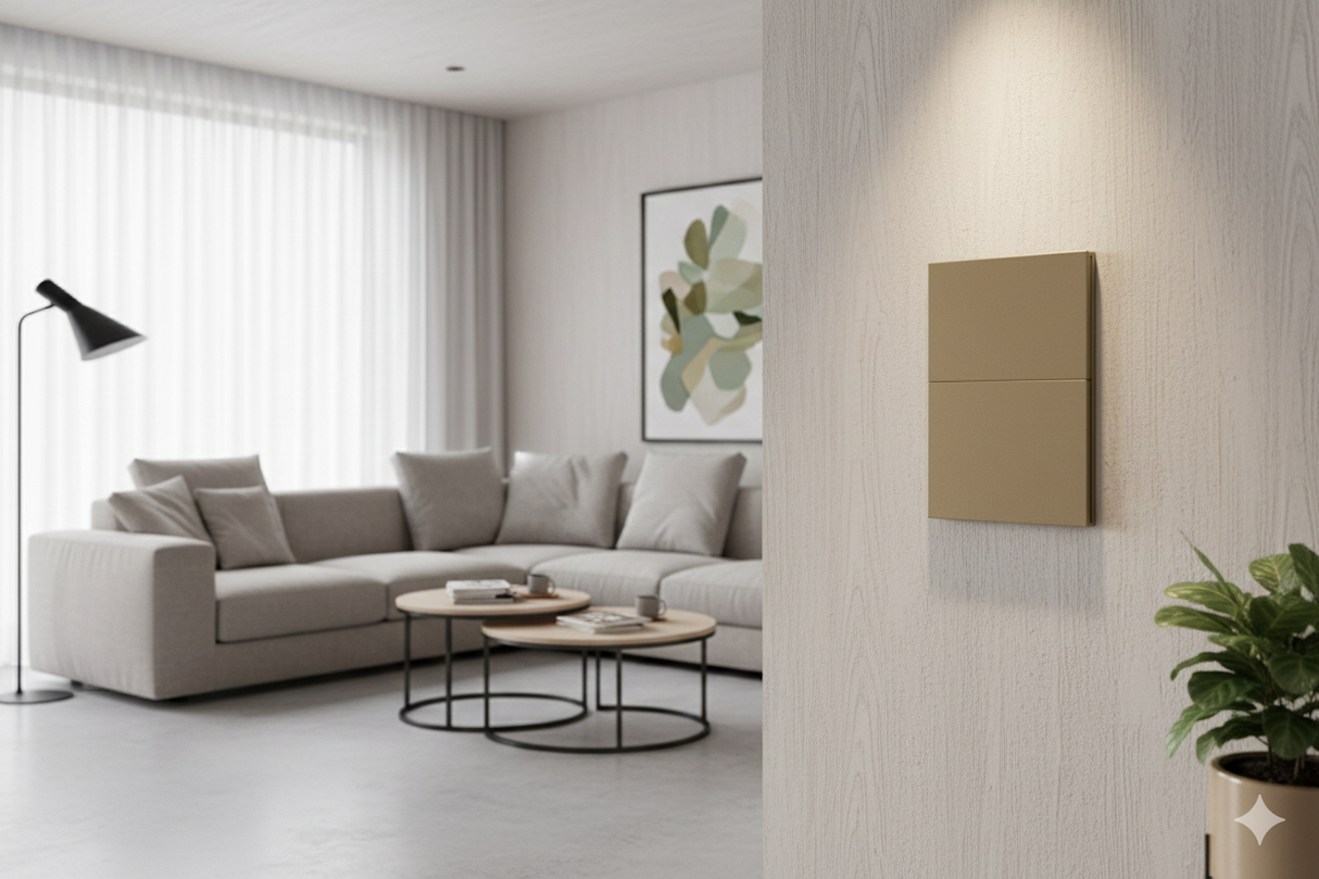 Placa Apagador Luxury 2 Interruptores 3 Vías Color Oro