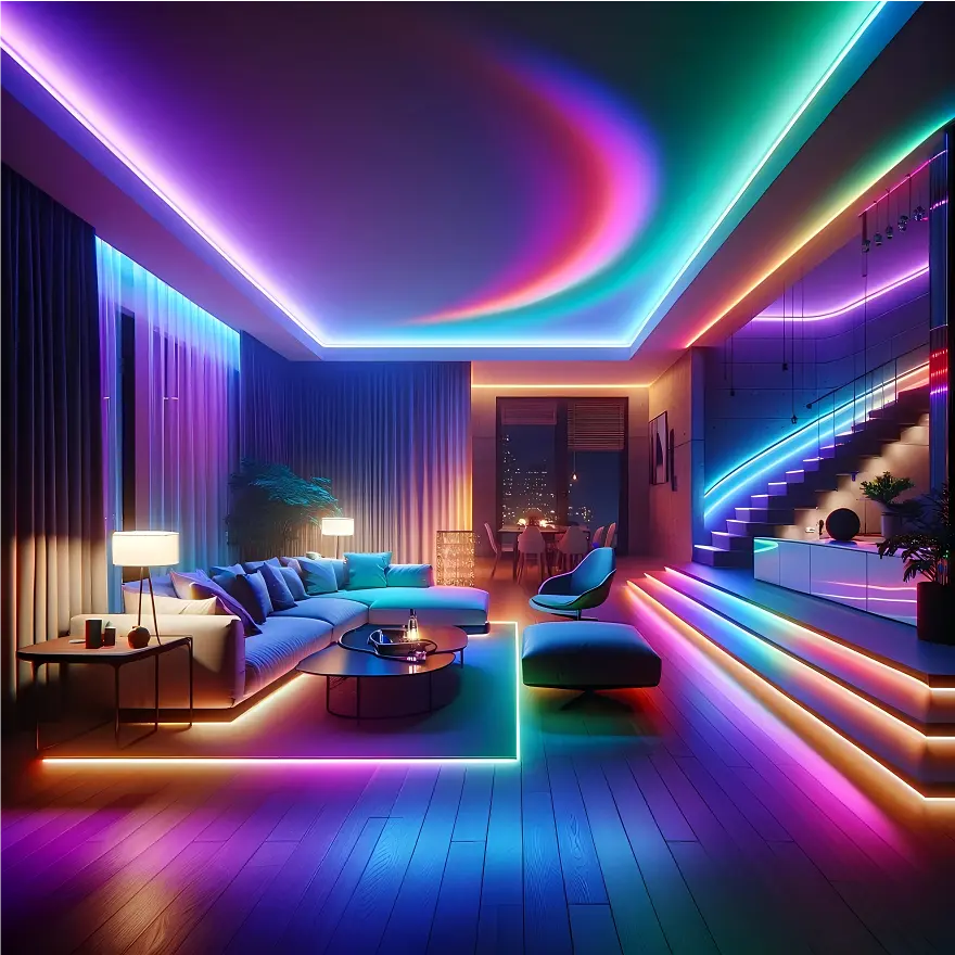 Tira LED Digital RGB 24V 60W para Iluminación Interior – Control Inteligente y Efectos Multicolor