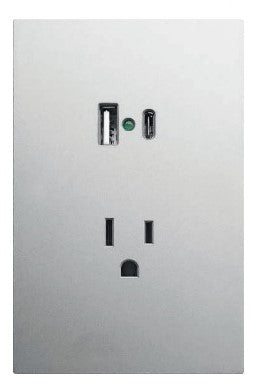 Placa Contacto con USB A y C Blanco Luxury APL-707
