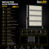 Reflector LED Industrial 800W IP65 Alta Potencia 6500K CTN-800W