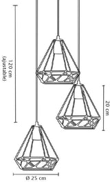 Luminario Colgante Rejilla Metalica triple