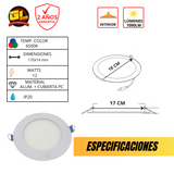 Panel empotrable LED Redondo Slim 12w Blanco Frio