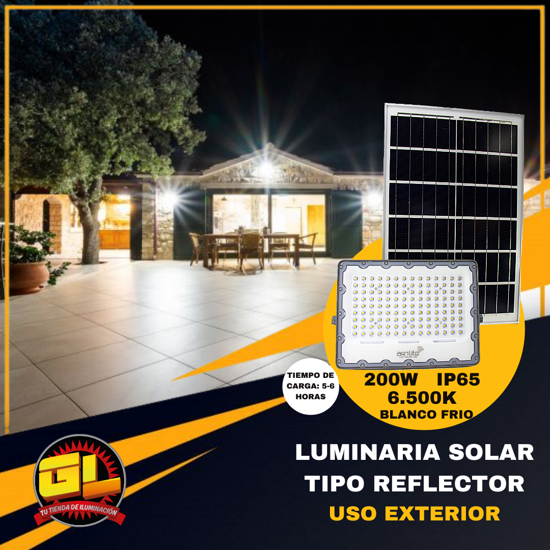 Reflector Led Solar 2300 lúmenes con Panel Solar Montable