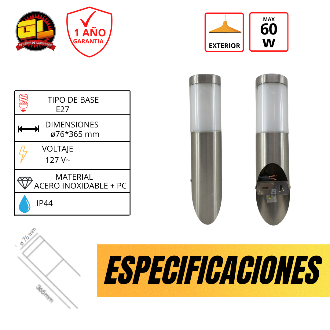 Arbotante de Pared BMS Plata 056
